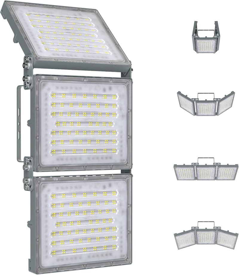 600W LED Flood Light with 3 Adjustable Panels for Outdoor Sports