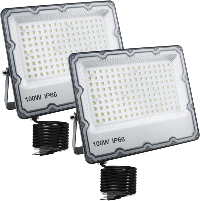 100W LED Outdoor Flood Light (2-Pack) for Security & Yard Use