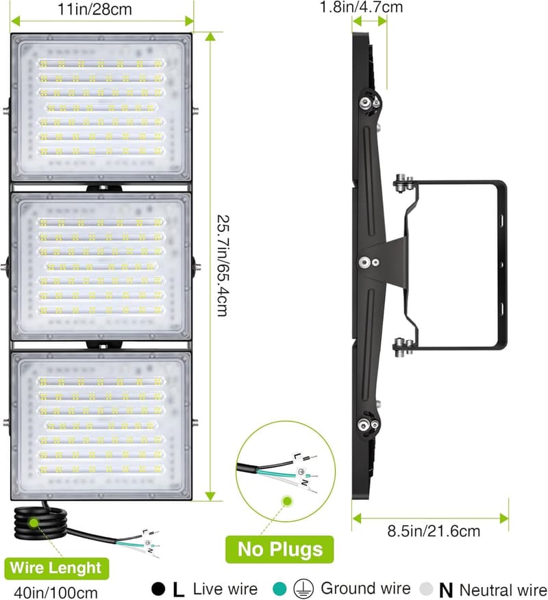 600W LED Flood Light - 60000lm Waterproof Outdoor Security Light