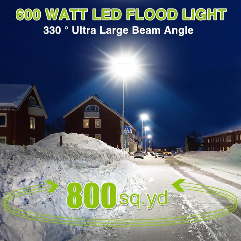 600W LED Flood Light - 60000lm Waterproof Outdoor Security Light