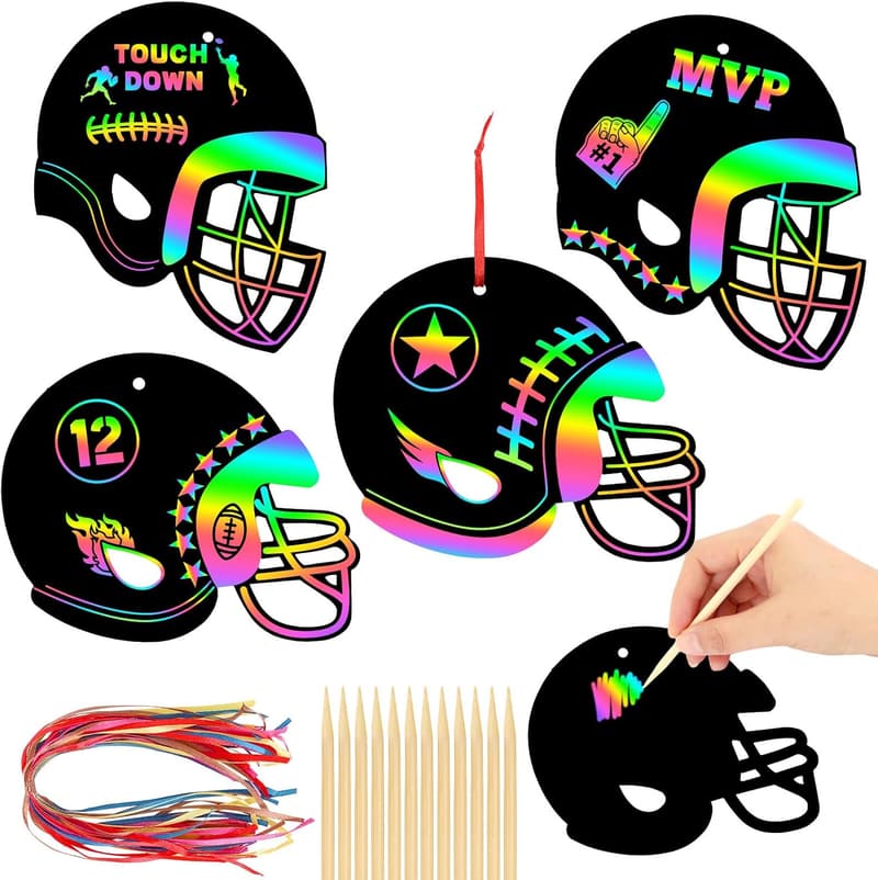 Football Party Supplies: 36 PCS Rainbow Scratch Art for Kids