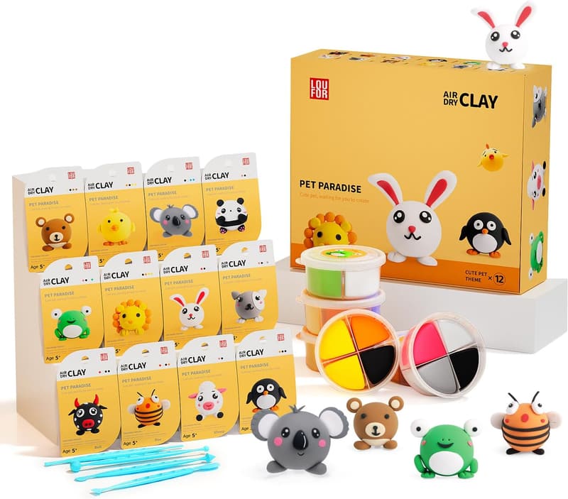 Kids' Air Dry Clay Kit - Ultra Light, Non-Toxic, DIY Crafts