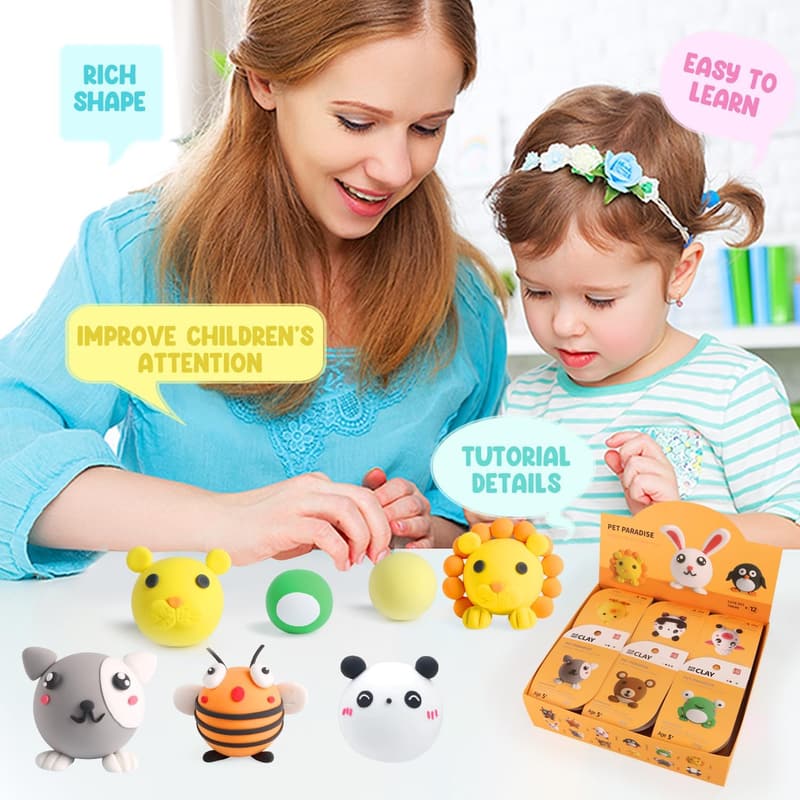 Kids' Air Dry Clay Kit - Ultra Light, Non-Toxic, DIY Crafts