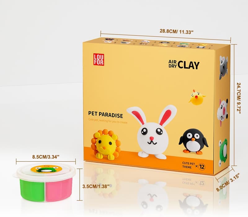 Kids' Air Dry Clay Kit - Ultra Light, Non-Toxic, DIY Crafts