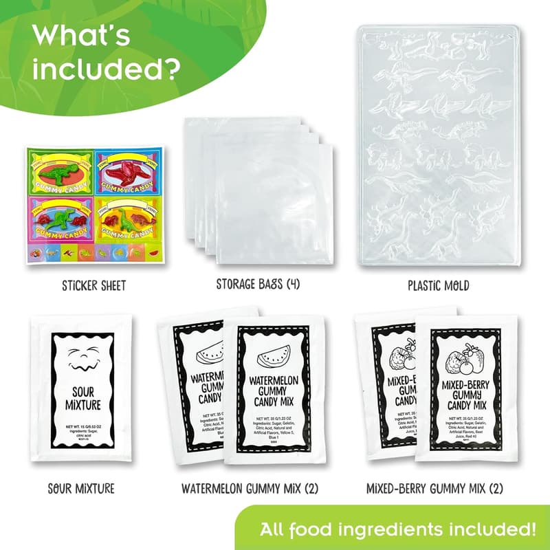 Dinosaur Gummy Candy Lab STEM Kit for Ages 6+ – Make Edible Gummies