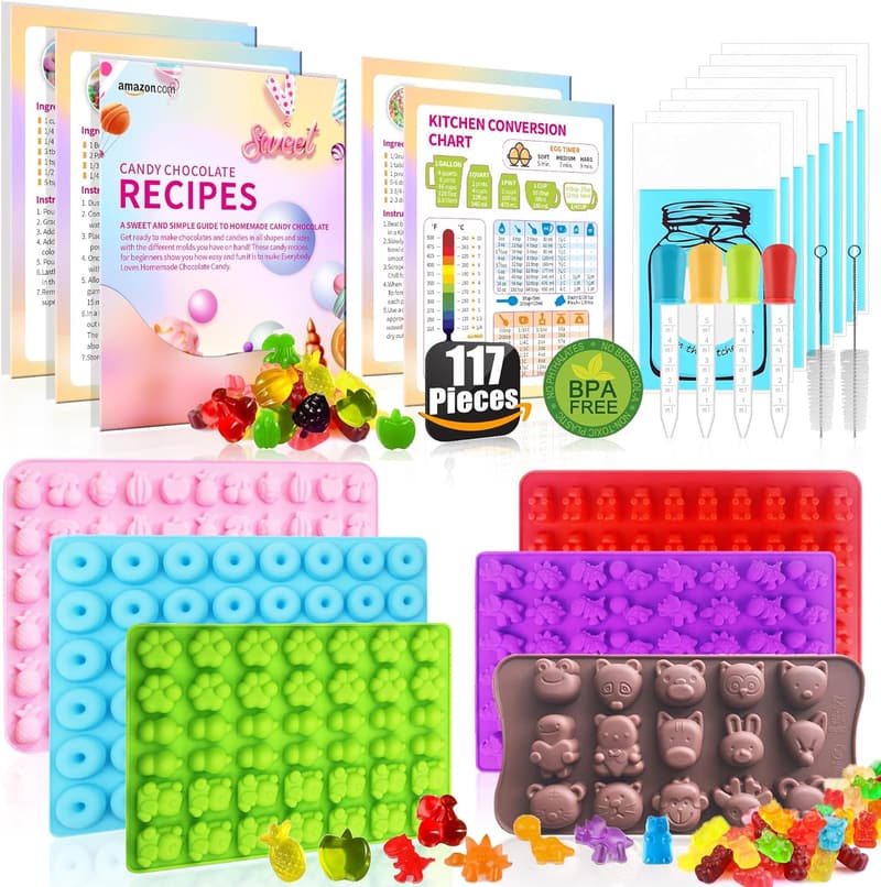 Silicone Gummy Bear Mold Set with Recipes and Droppers