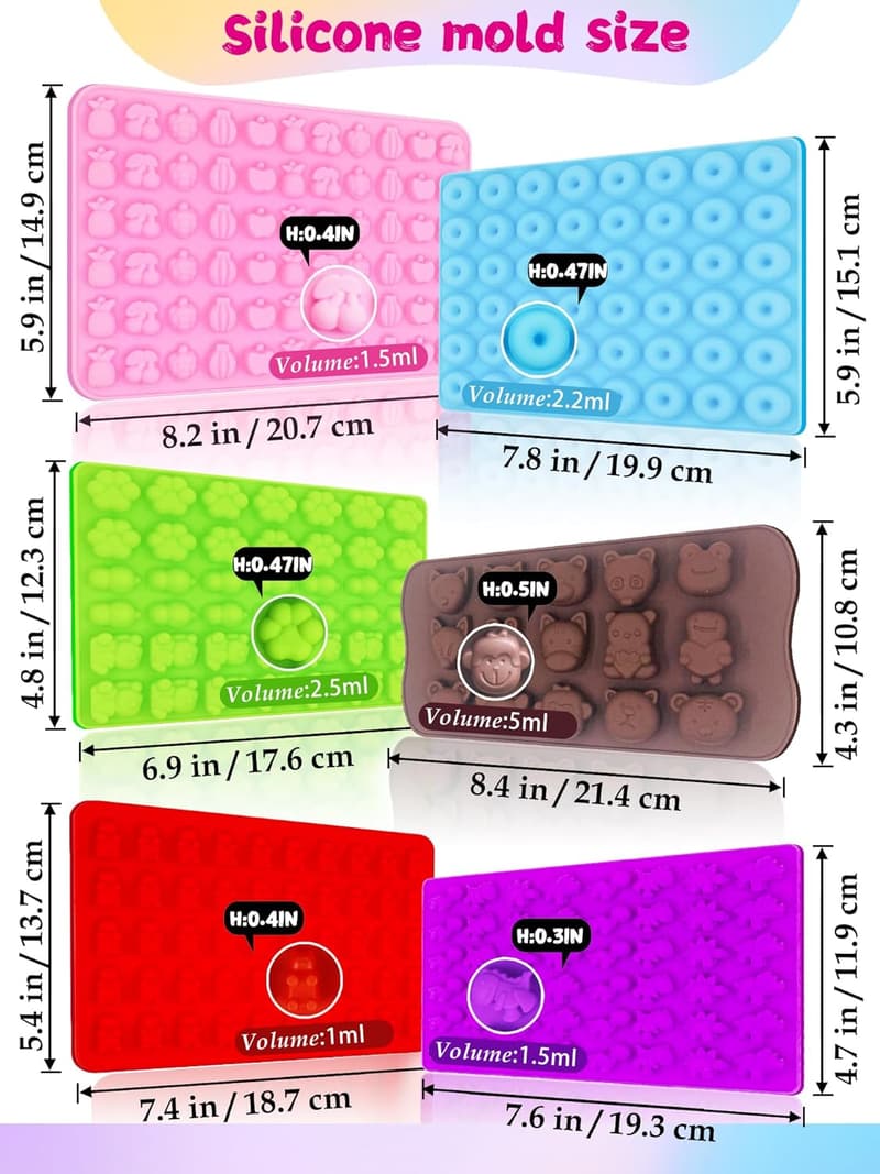 Silicone Gummy Bear Mold Set with Recipes and Droppers