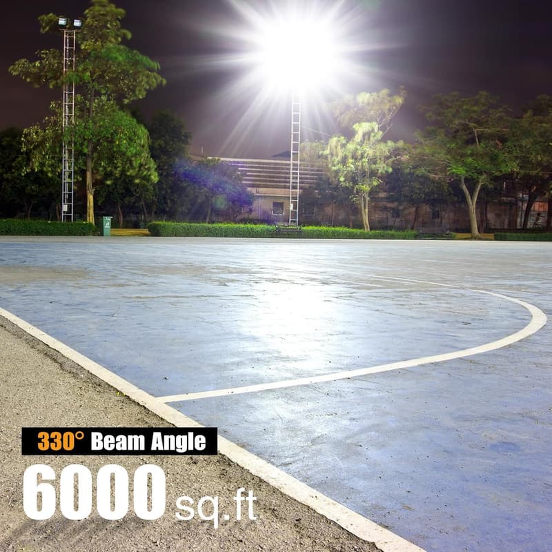 600W LED Flood Light - IP66 Waterproof, 3 Panel Adjustable