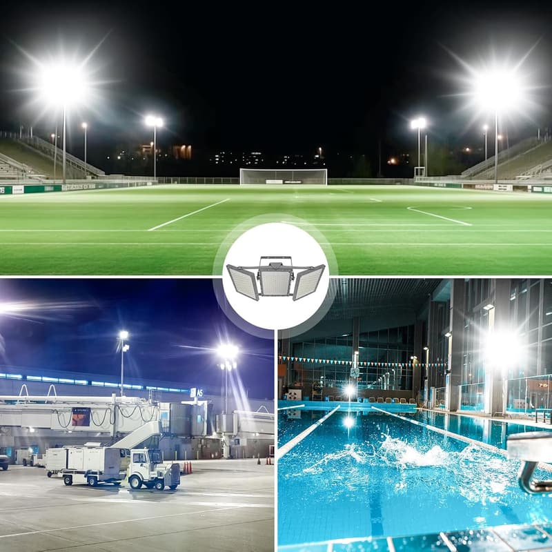 600W LED Flood Light - IP66 Waterproof, 3 Panel Adjustable