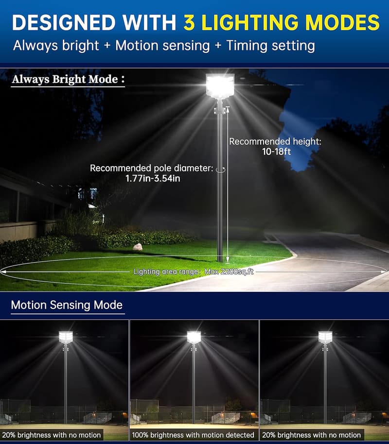 Solar Security Motion Sensor Street Light - 200000LM, 6500K