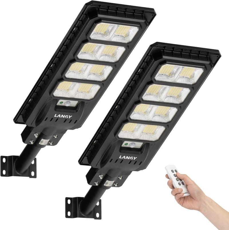 20000 Lumens Solar Street Lights with Remote Control - 2 Pack
