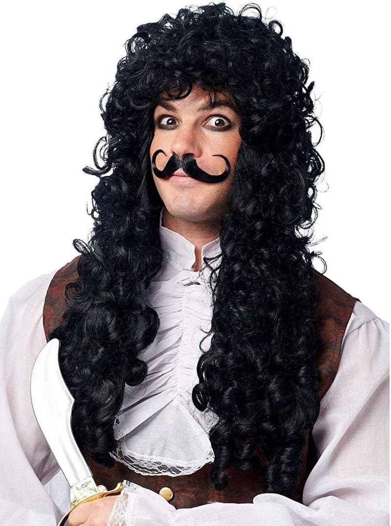 Captain Hook Wig and Mustache Costume Accessory Set, White