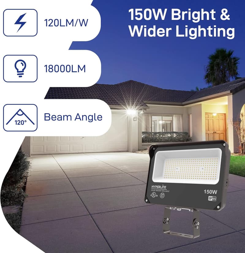 150W LED Flood Lights - 2 Pack, 18000LM, IP65 Waterproof