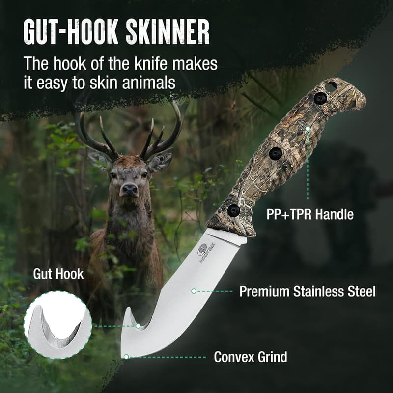 Camouflage Hunting Knife Set - 4-Piece Field Dressing Kit