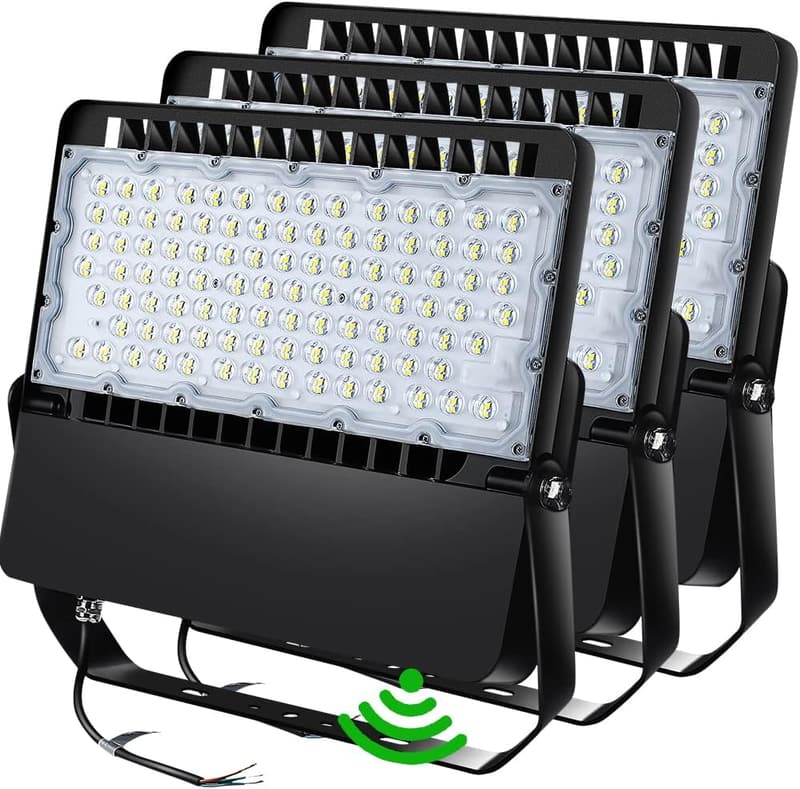 Commercial-Grade LED Flood Light with Photocell, 3 Pack
