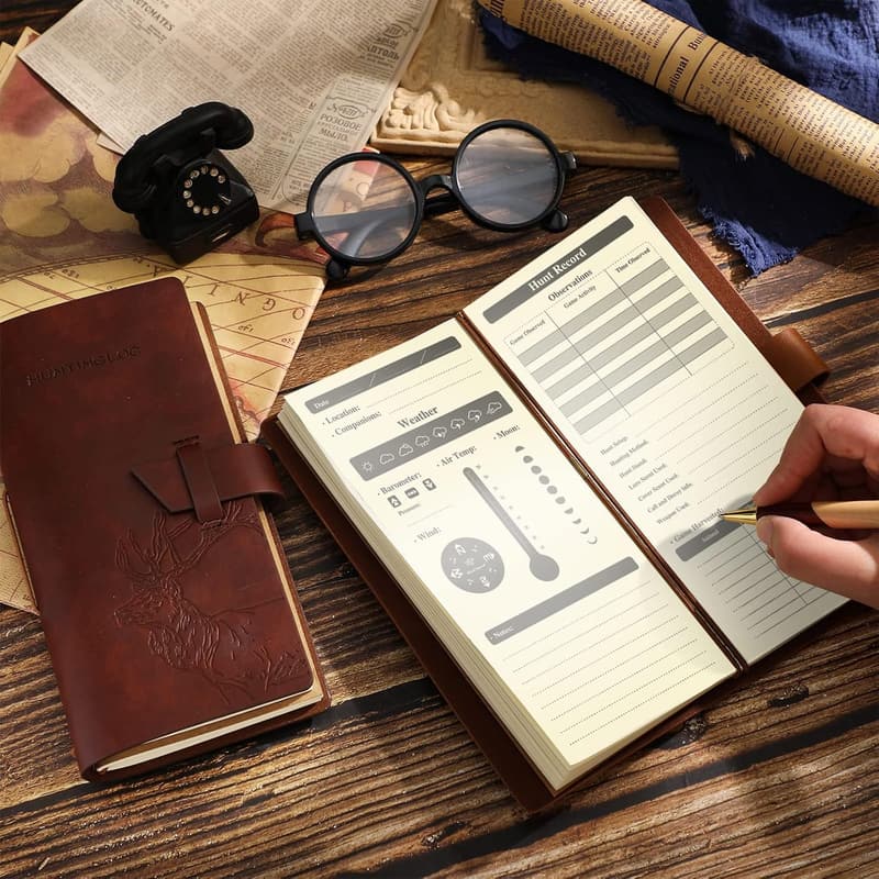 Father's Day Leather Hunting Journal - 2 Pcs Notebook for Men