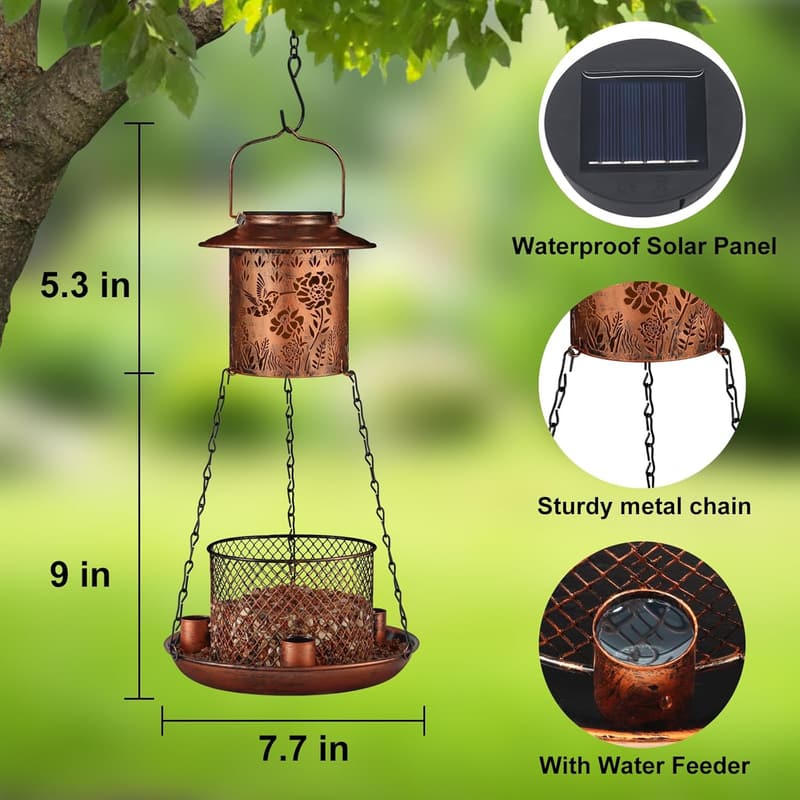 Hummingbird Solar Bird Feeder - Outdoor Garden Decor for Women