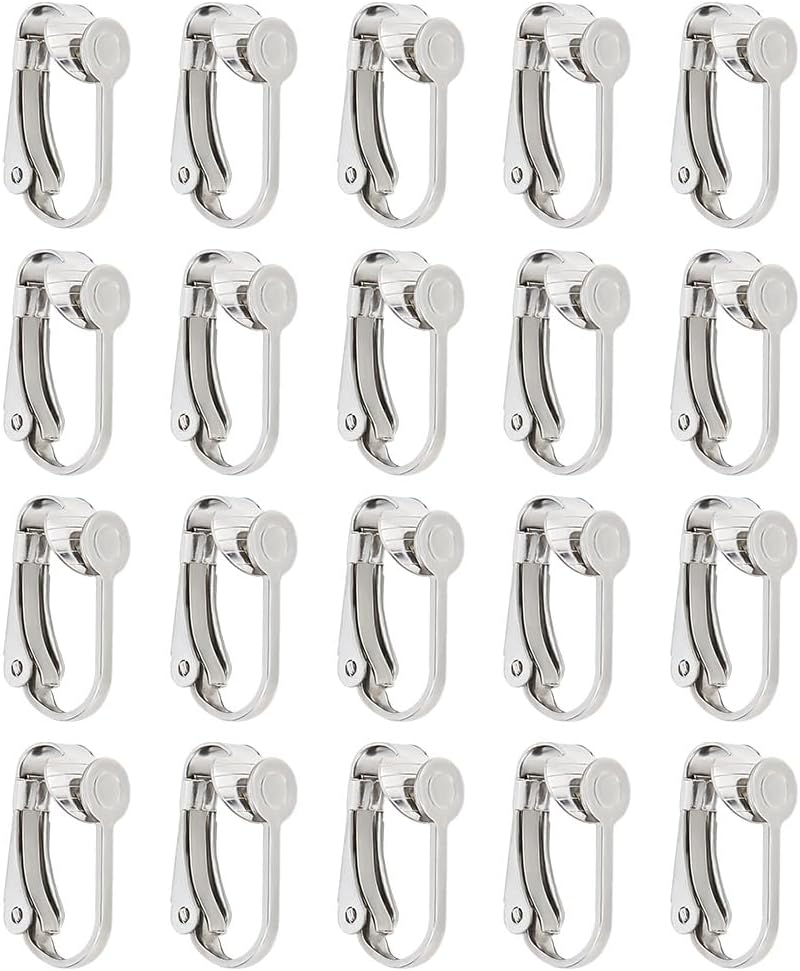 Non-Pierced Silver Earring Clips - 20pcs Stainless Steel Set