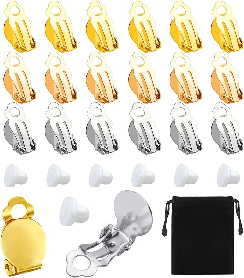 60-Piece Non-Pierced Clip-On Earring Set for DIY Jewelry