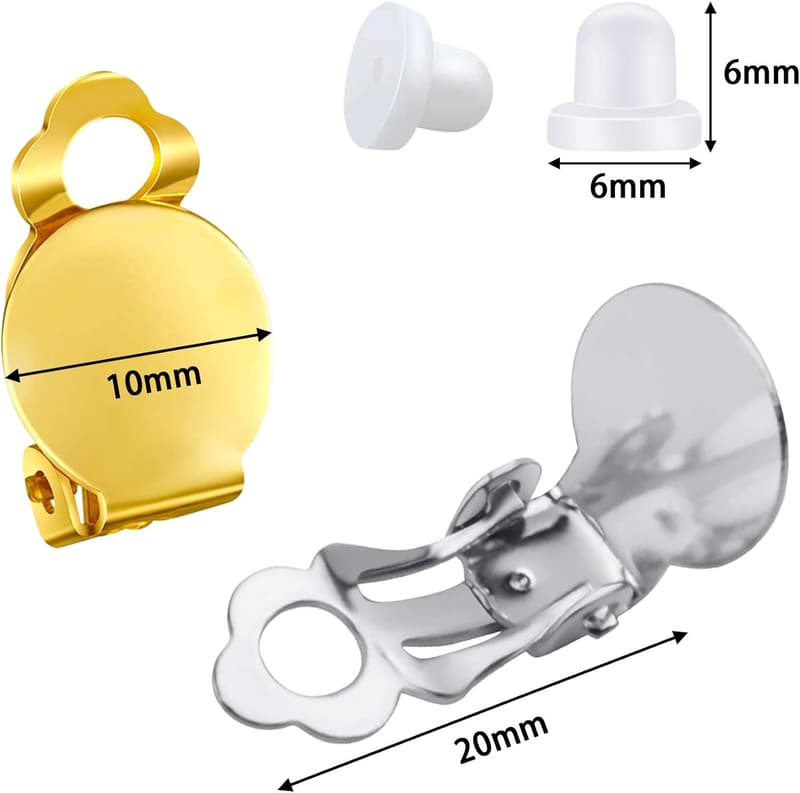 60-Piece Non-Pierced Clip-On Earring Set for DIY Jewelry