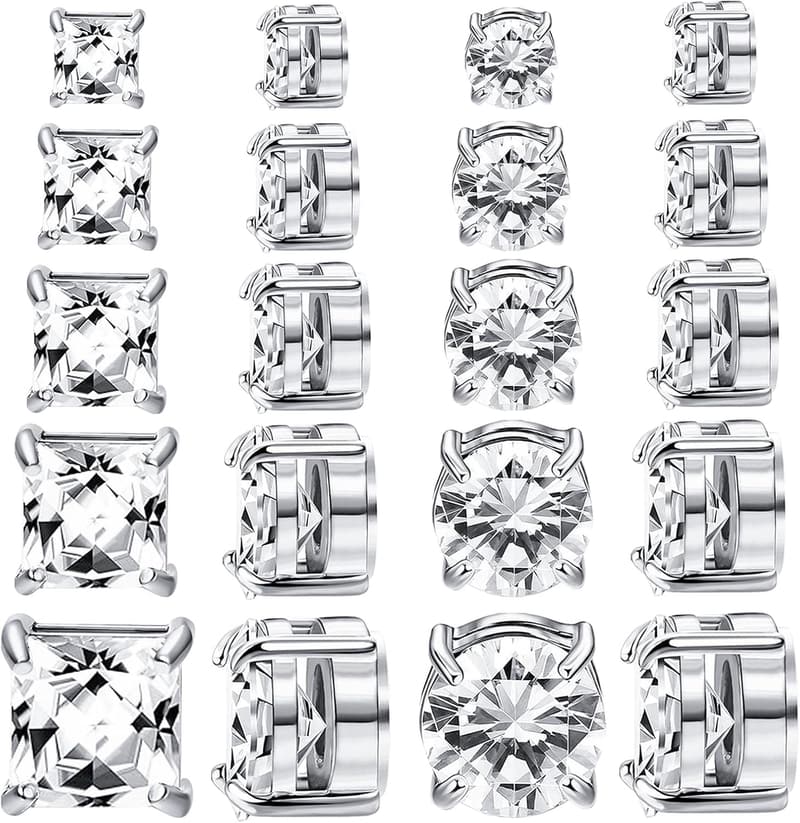 Magnetic Stainless Steel Earrings for Men & Women - 9 Pairs