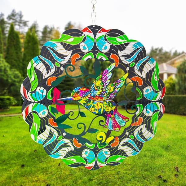 Hummingbird Wind Spinner - 15 Inch Metal Décor for Women