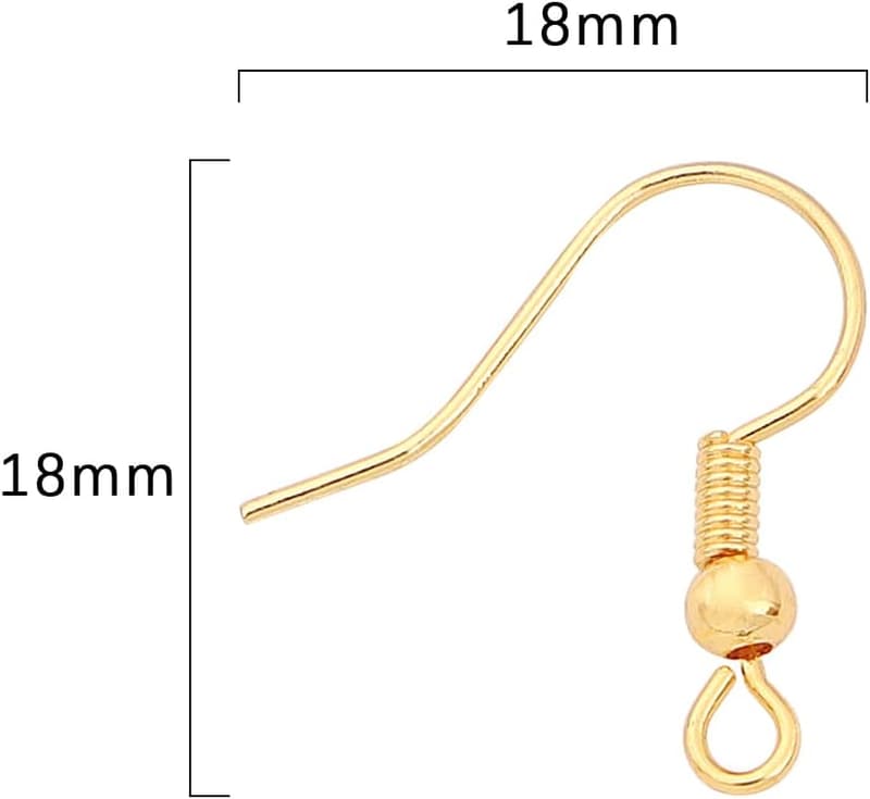 Gold Plated Earring Hooks with Beads - 80pcs for Jewelry Making