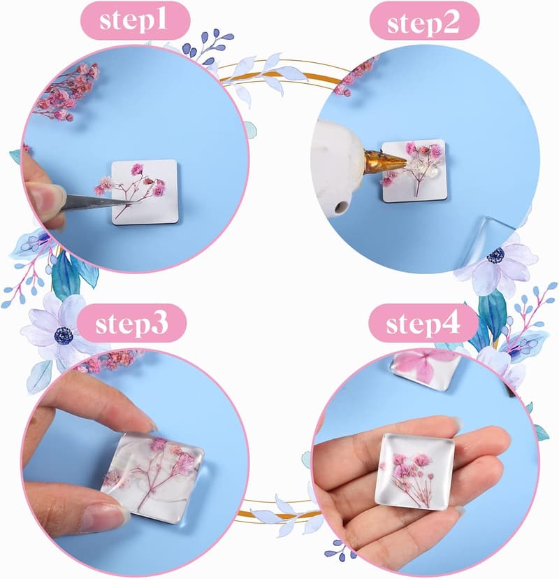 DIY Craft Magnets Set with Adhesive Glass Cabochons (72 Pieces)