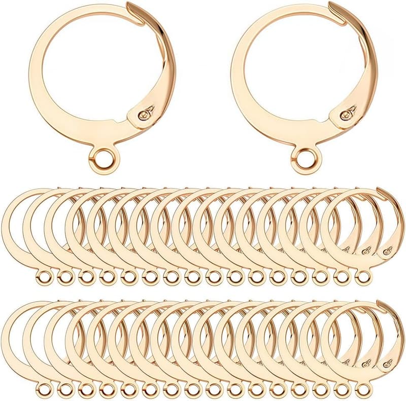 18K Gold Plated Leverback Earring Hooks - 80 Pcs Set