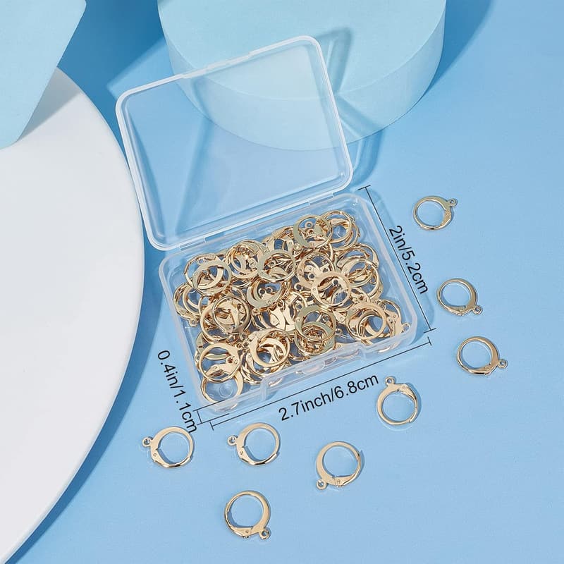 18K Gold Plated Leverback Earring Hooks - 80 Pcs Set