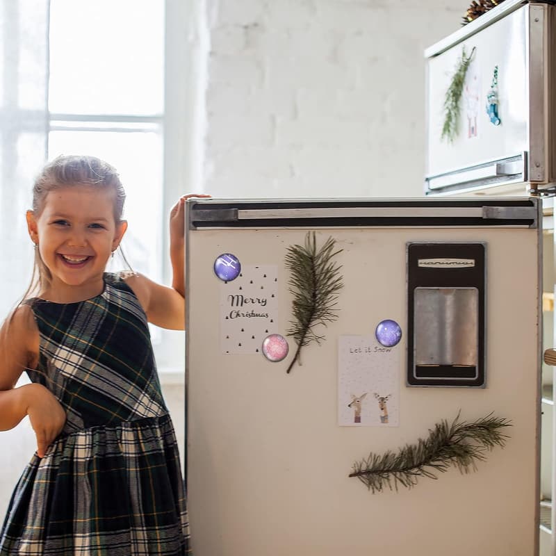 DIY Clear Glass Round Fridge Magnets Kit with Paper Punches