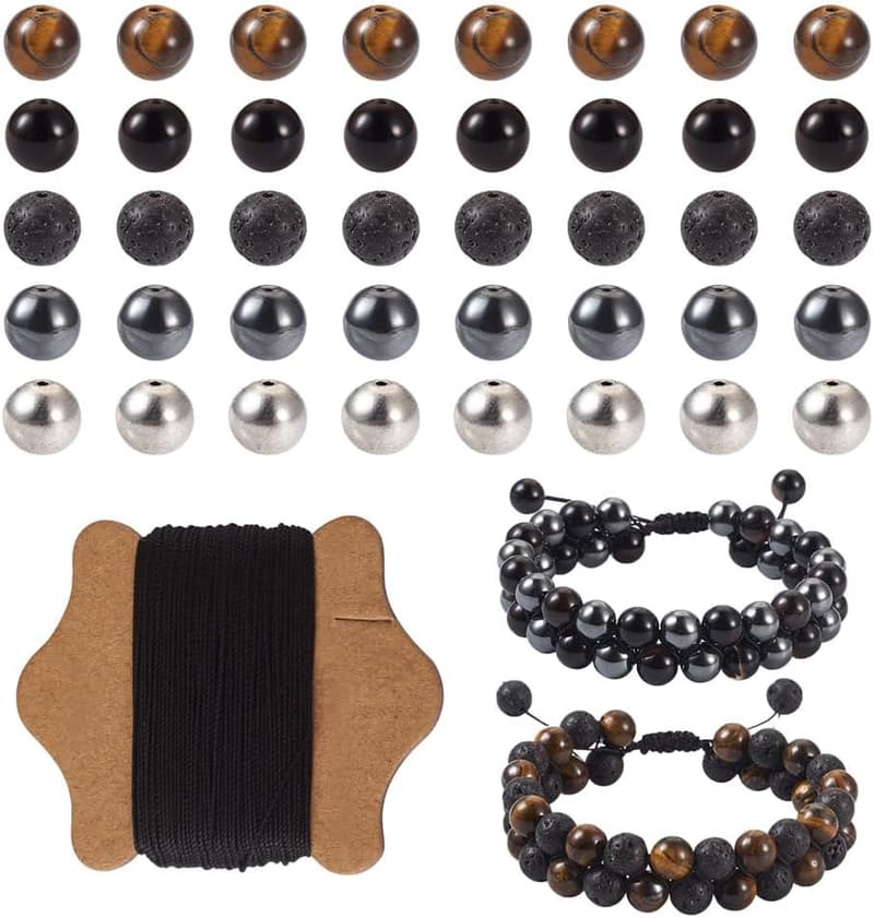 Mala Yoga Bracelet Making Kit for Men - 220pcs Natural Gemstones
