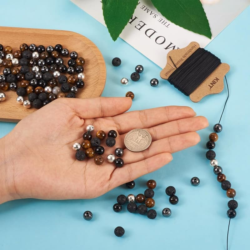 Mala Yoga Bracelet Making Kit for Men - 220pcs Natural Gemstones