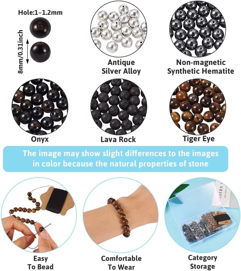 Mala Yoga Bracelet Making Kit for Men - 220pcs Natural Gemstones