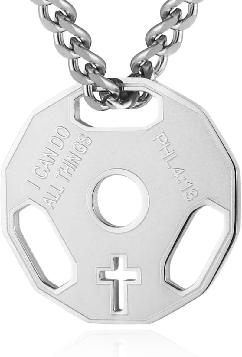 Men's Fitness Stainless Steel Dumbbell Pendant Necklace