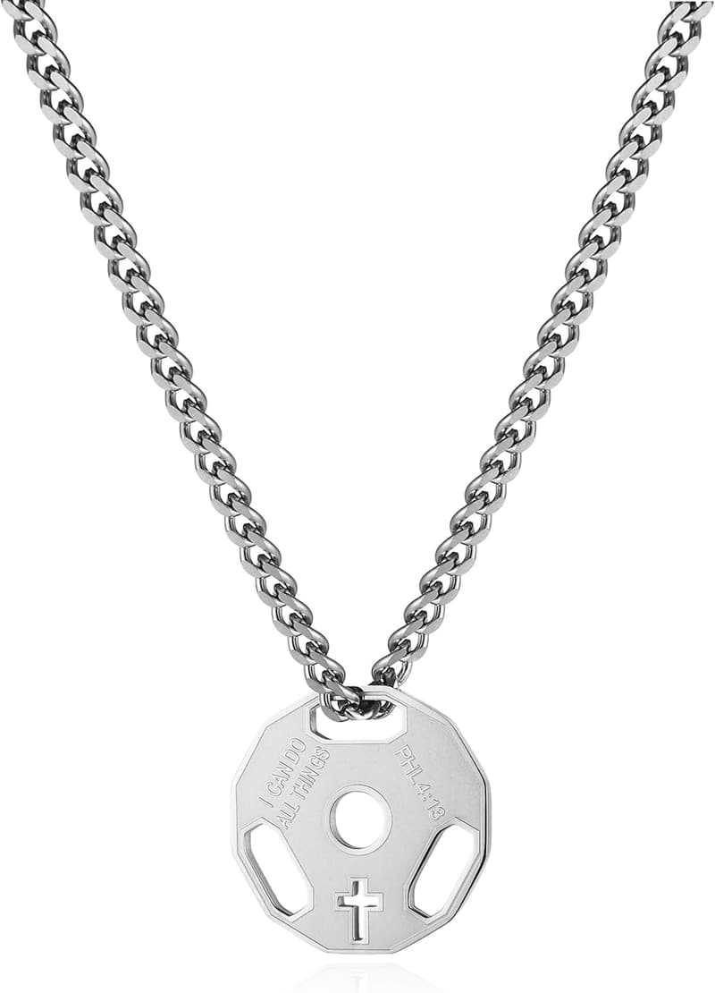 Men's Fitness Stainless Steel Dumbbell Pendant Necklace