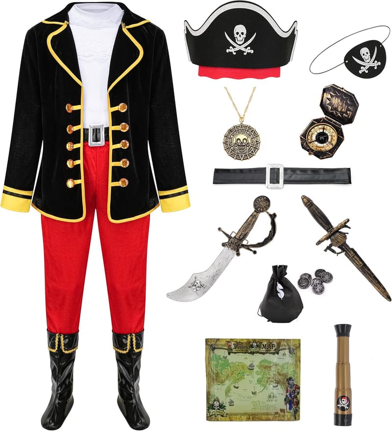 Deluxe Pirate Costume Set for Kids with Accessories