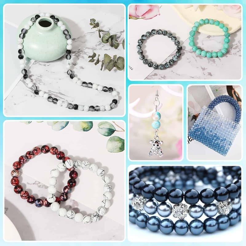 24-Color Glass Bead Set - 840pcs Round Beads for Jewelry Making