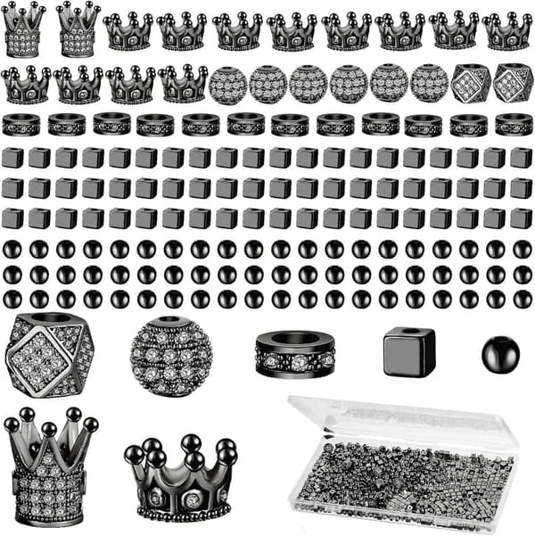 Black King Crown Rhinestone Beads for DIY Bracelet Jewelry