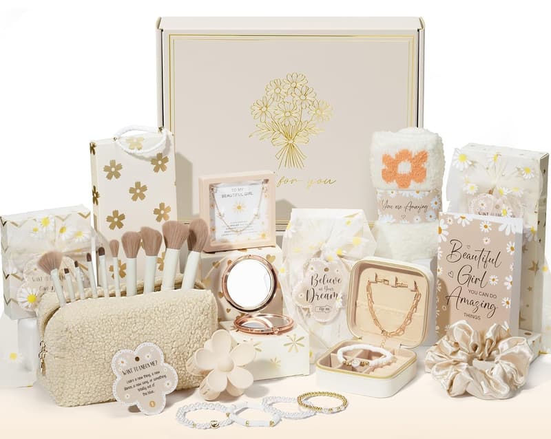 Trendy Birthday Gift Basket for Tween Girls - 8 PCS with Makeup Accessories