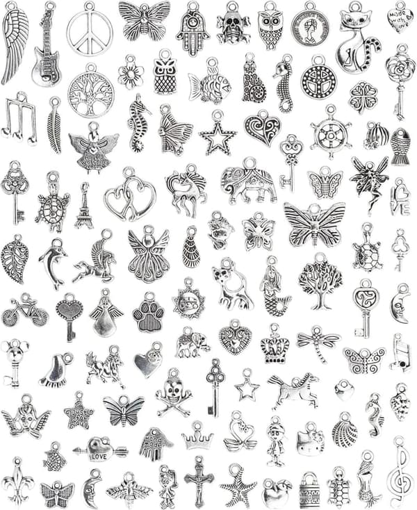 Bulk 100 PCS Tibetan Silver Charms for Jewelry Making