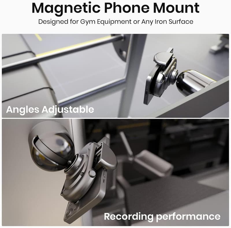 Magnetic 360° Rotating Gym Phone Holder - Black