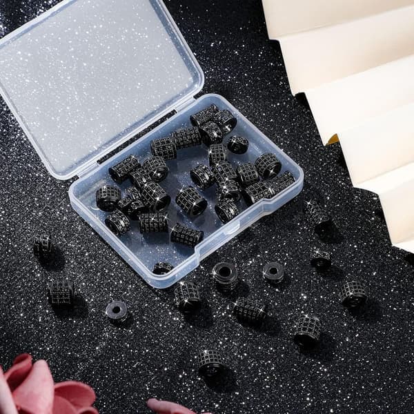 Black Zirconia Tube Beads - 40 Pcs DIY Bracelet Connectors