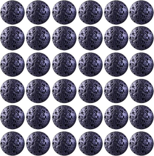 Black Lava Stone Beads - 100pcs 8mm for Jewelry Making
