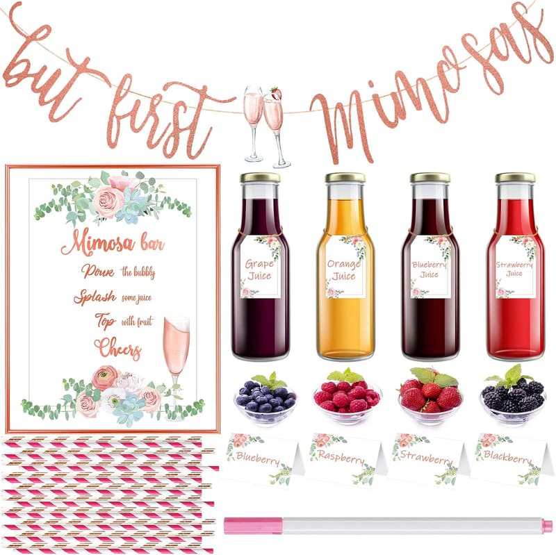 Mimosa Bar Kit for Bridal Shower - 31 Pcs Decor Set