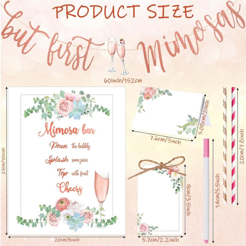 Mimosa Bar Kit for Bridal Shower - 31 Pcs Decor Set