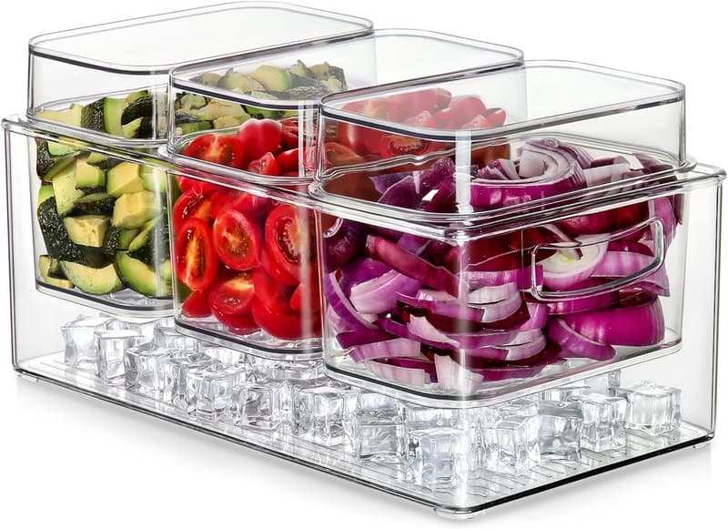 Taco Bar Serving Set with 3 Containers and Lids for Parties