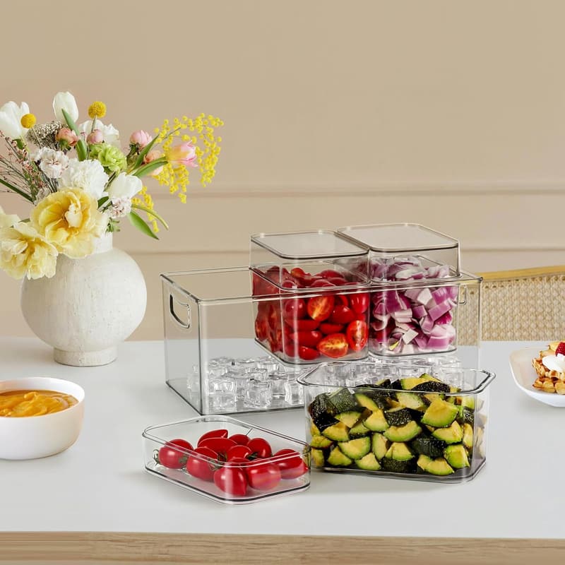 Taco Bar Serving Set with 3 Containers and Lids for Parties