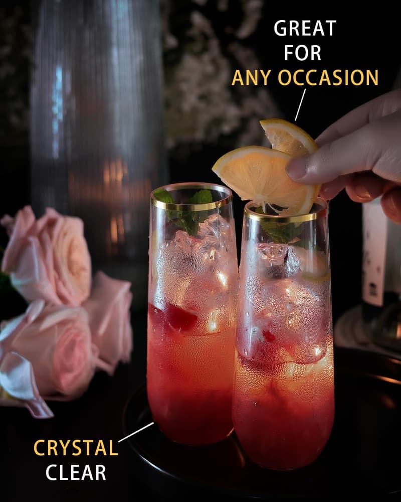 48 Pack Disposable Stemless Champagne Flutes for Parties