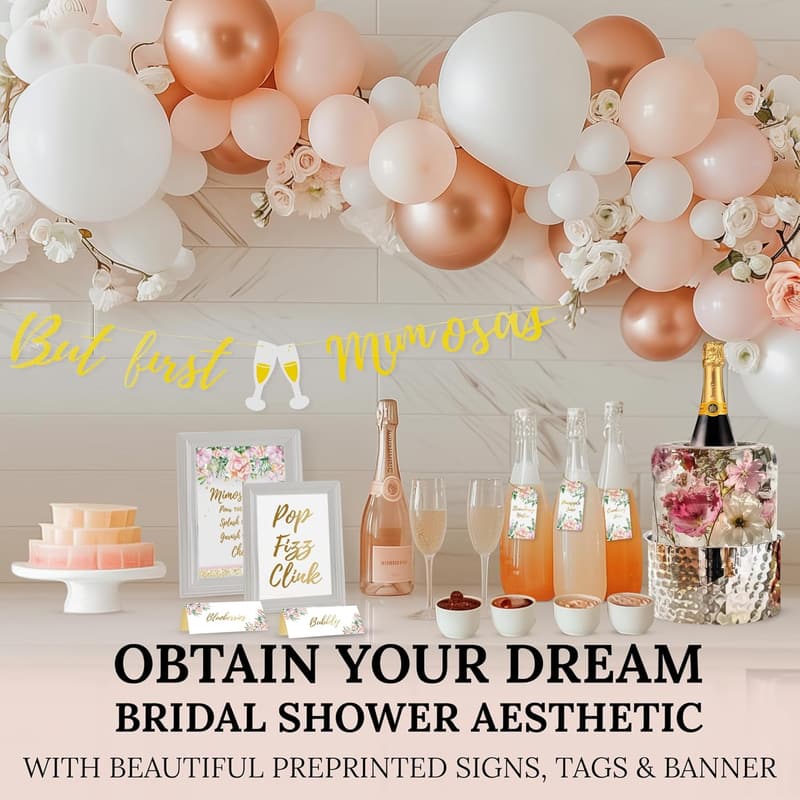Mimosa Bar Supplies Kit - 93 Pcs for Bridal Showers & Parties